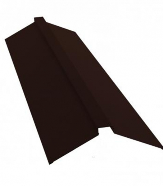 Конек для металлочерепицы плоский с пазом 115х30х115 мм 2 м Стальной Бархат/Rooftop Matte коричневый RAL 8017