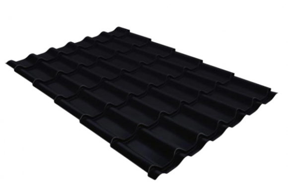 Металлочерепица 1,18х2,22 м толщина 0,5 мм Стальной Бархат/Rooftop Matte черный янтарь RAL 9005