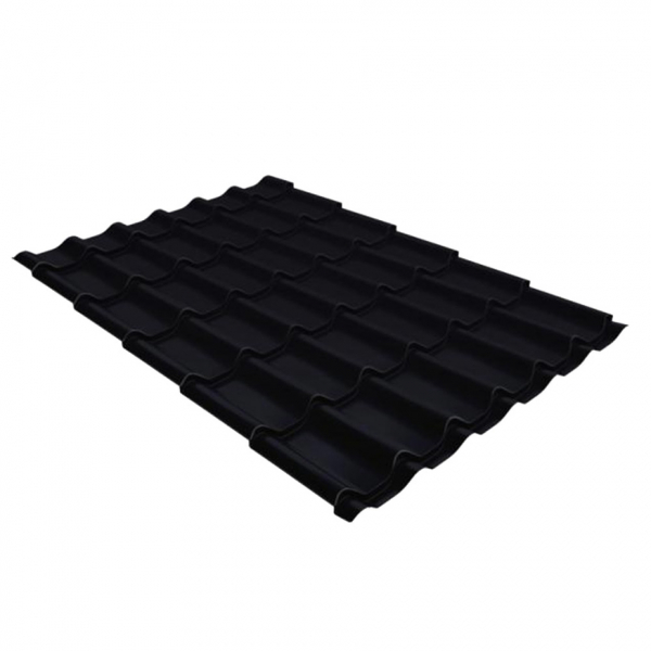 Металлочерепица 1,18х2,22 м толщина 0,5 мм Стальной Бархат/Rooftop Matte черный янтарь RAL 9005