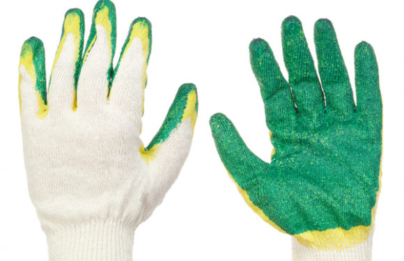 Перчатки хлопчатобумажные Стандарт 5 нитей с двойным латексным обливом 10 (XL) зеленые