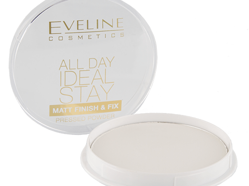 Пудра компактная для лица `EVELINE` ALL DAY IDEAL STAY матирующая бесцветная