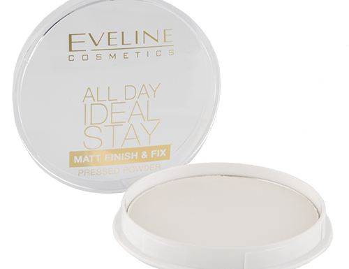 Пудра компактная для лица `EVELINE` ALL DAY IDEAL STAY матирующая бесцветная